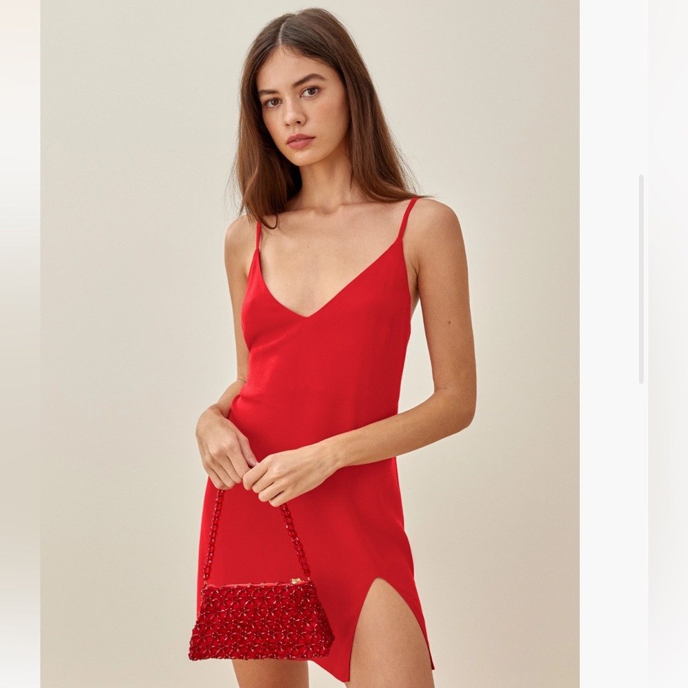 Reformation Marlowe Dress in Cherry